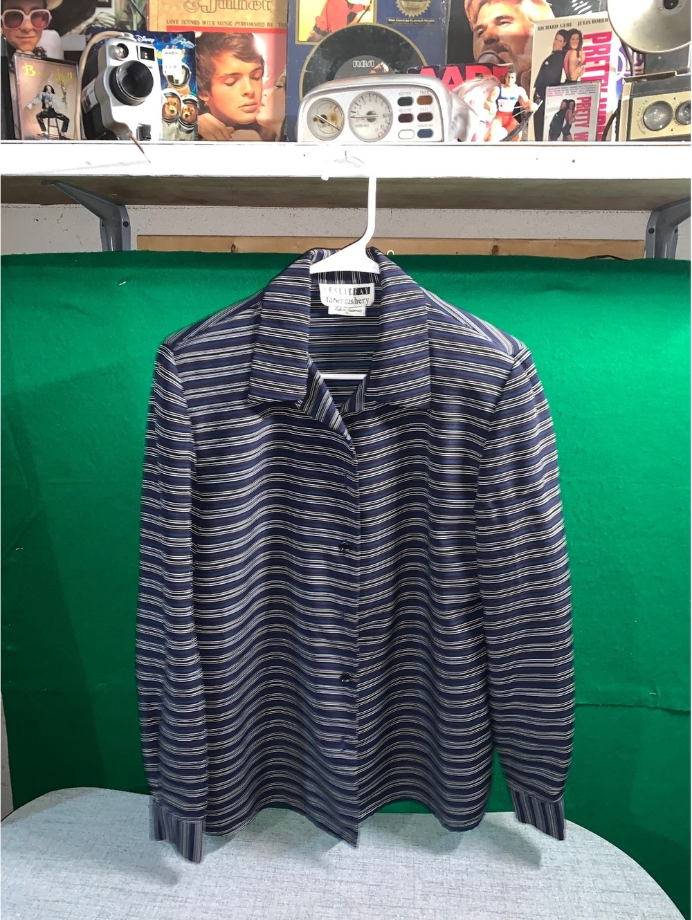 Leslie Fay Haberdashery striped button front blouse